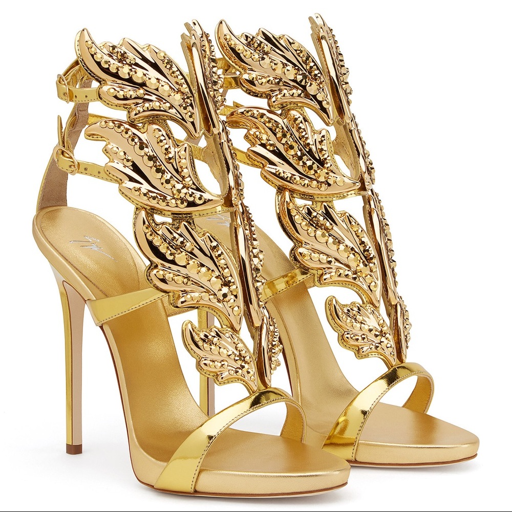 New Giuseppe Zanotti Cruel Gold Crystal Sandals 37